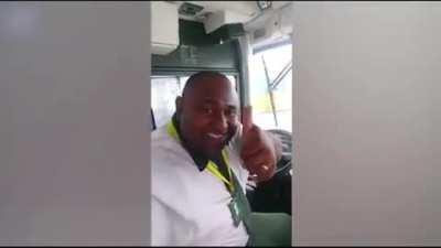 Bus driver taking a selfie