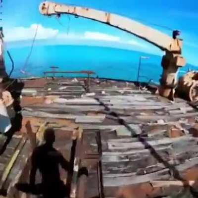 Just a casual 70ft send off a shipwreck