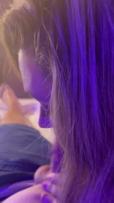 He was trying to watch TV but I wanted his soft cock in my mouth!