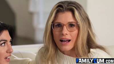 My Stepmom and Stepsister Gagging in My Cock