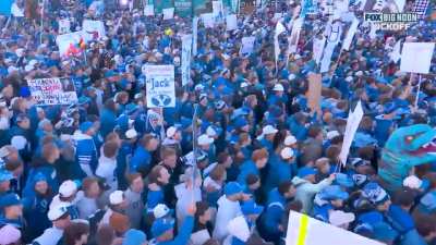 BYU (Brigham Young University) Cougars fans chanting along to 