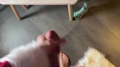 Elf gets huge facial from Santa!