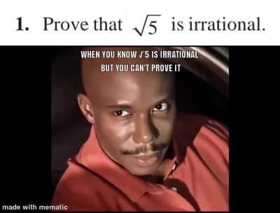 When you know √5 is irrational,but you can't prove it