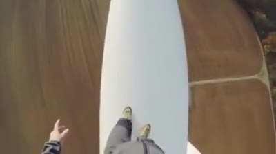 Walking on a wind turbine