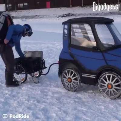 This electronic bicycle could be a good solution for cold and wet weather commutes