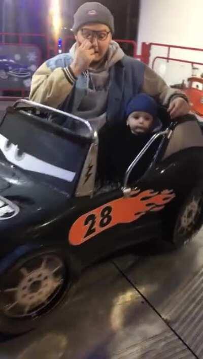 Not the best choice of song for a kids ride