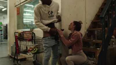 Sneaky blowjob at the grocery store