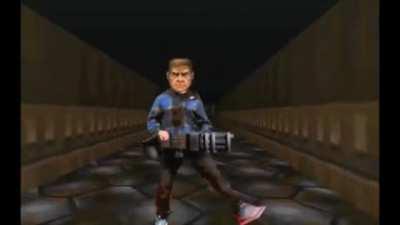 How doom guy acts right before slaughtering all demons in Hell