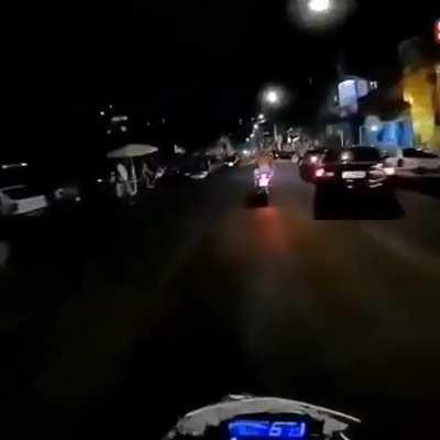 Motorbike police chase in Brazil.