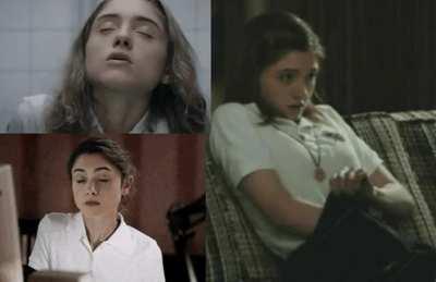 Natalia Dyer cant resist touching herself