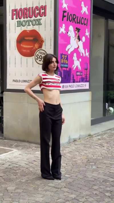 Alice at the Fiorucci fashion show