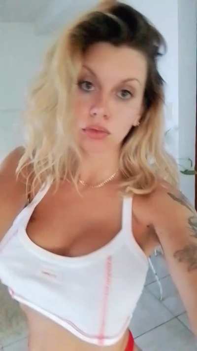 Petite blonde having fun