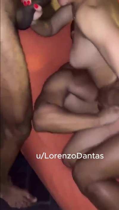 This hot MILF loves to be fucked by 3 BBCs. Me and hub made her fantasy come true.