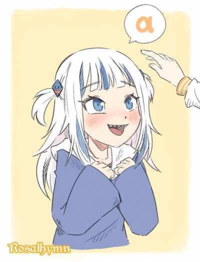 Adorable Gura Receives Headpats From a Certain Mystery Girl ! (GIF)