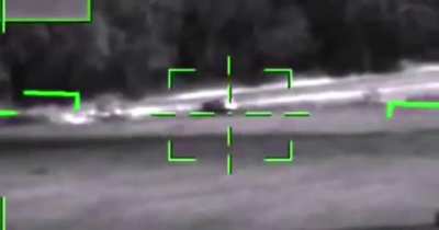 RU POV: Ka-52M destroys an AFU vehicle with the Vikhr ATGM