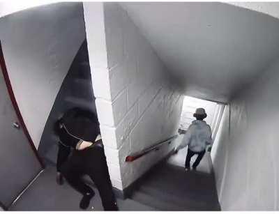 Don't block the stairs in his building