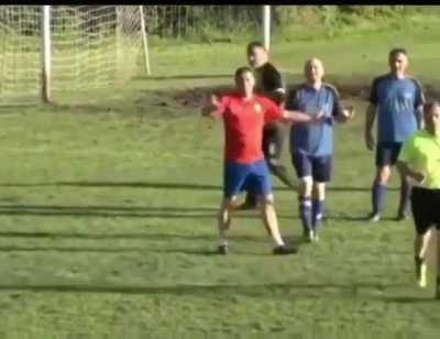 Serbian Sunday league VAR: Referee consults a fan with a camera about penalty decision (more info in comments)