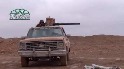 Chevrolet with gun from BMP-1 in Deir ez-Zor, Syria