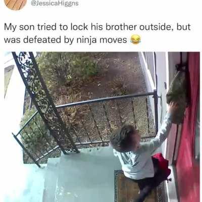 to lock his brother outside.