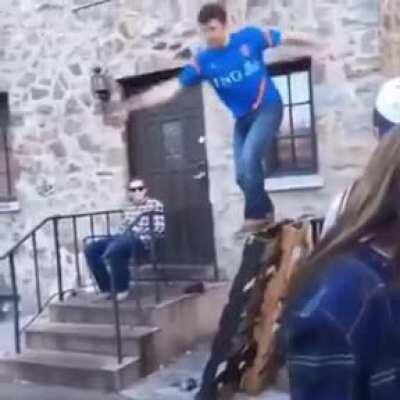 Trying to parkour your way out of trouble huh?