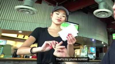 Asian girl rides Latino guy’s cock