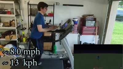 After many months, we finally made a treadmill that is controlled by Minecraft