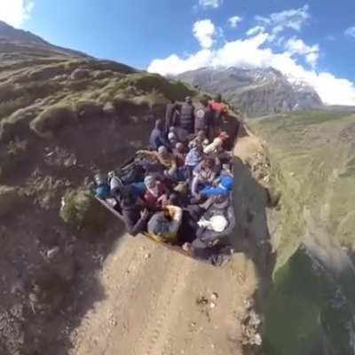 Flying carpet flight through the mountains