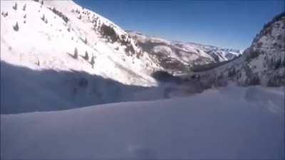 Skier accidentally goes off a cliff, luckily lands in powder
