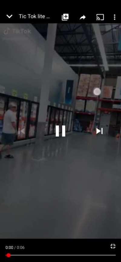 A Man let's rip over the loudspeaker in Aisle 12