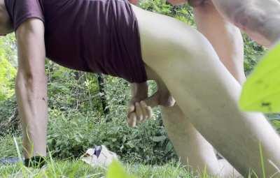 Our cumshots after fucking on a public trail for 10 mins. I came so hard 😈