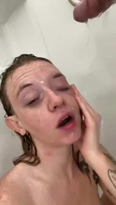 He covered my face and I used his big cock like a shower head to wash it off
