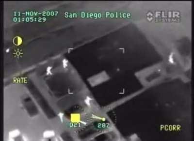 Police helicopter pursuits armed suspect...he takes the easy way out.