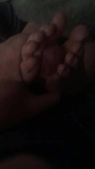 Using her feet while she sleeps