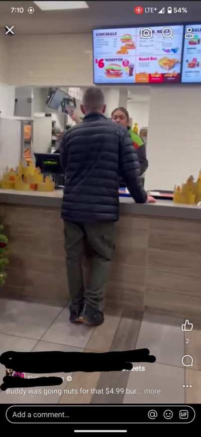 Old man flipping out in Burger King