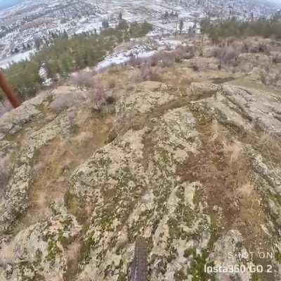 First ride up the local hill after the snow kinda melted and found this. Nice work whoever you are that built this hairy line.