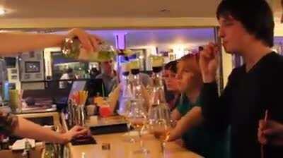 Having a good time at the bar until...