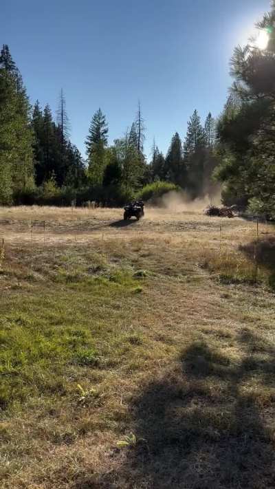 My five year old's mom allowing him to drive a full size quad with no helmet.