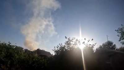 Ukrainian soldier of the 92nd Assault Brigade fired his AT4 at a house occupied by Russian soldiers. Kharkiv region, September 2024.