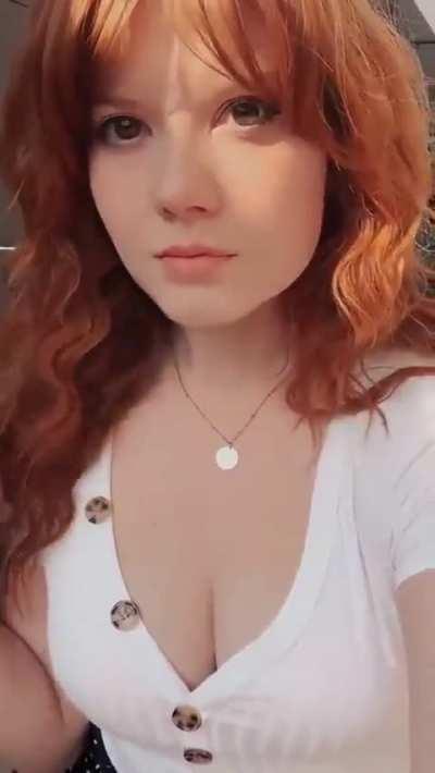 Cute redhead in white
