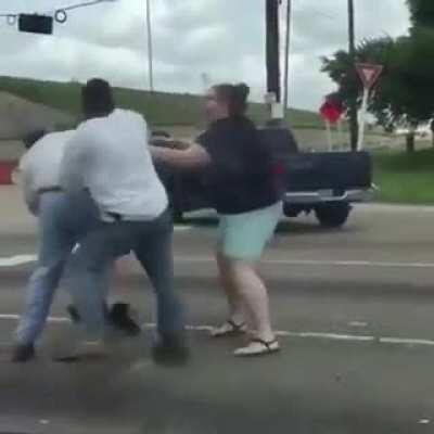 Guy kicks car with owner inside