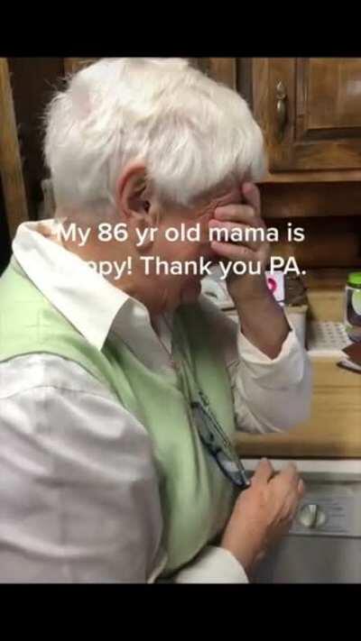 86 year old mother celebrates PA going blue