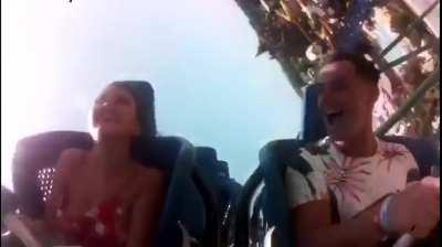 Happy on the roller coaster