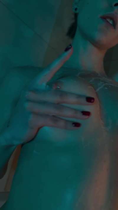 Cleaning my hot pierced nipples in the shower