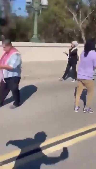  Israeli man walks into a pro Palestine protest, insults everybody and is not attacked.