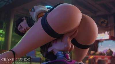 Tracer face-fucking D.Va (Grand Cupido) [Overwatch]