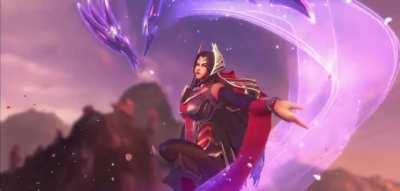 Irelia level up animation in Legends of Runeterra.