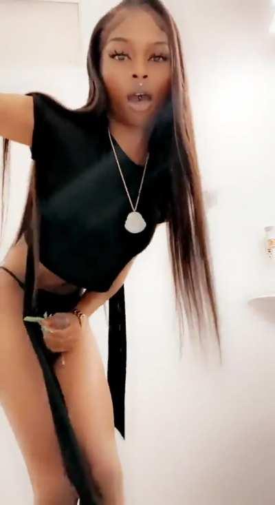 Gorgeous shemale squirts cum