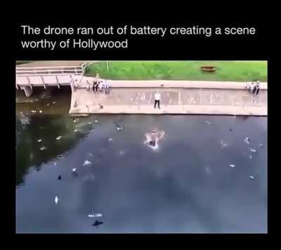Love the way drone descends slowly, so cinematic!! Even the fleeing ducks added nicely to the drama.