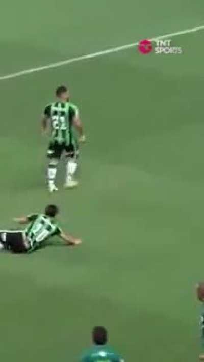 A brazilian player scores but