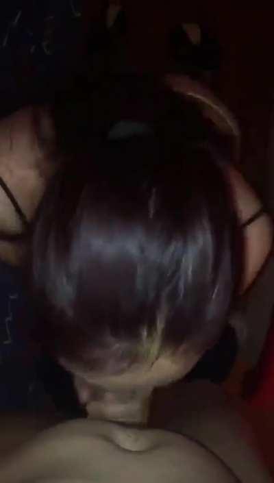 I felt his cock against the back of my throat as his wife watched [F][M]